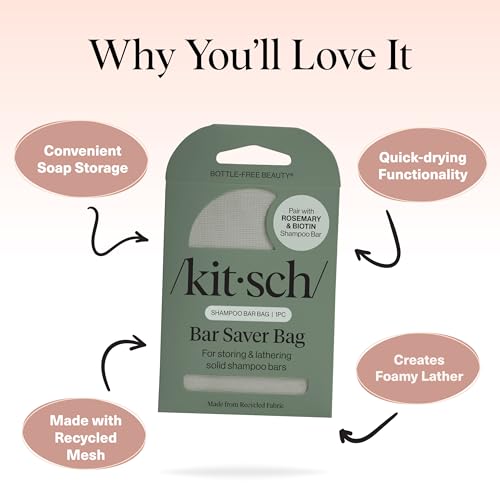 Kitsch Soap Saver Mesh Bag with Tag Identifier for Shampoo Bars