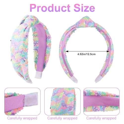 Moikolok Sequin Knotted Headbands 3-Pack Sparkly Hair Accessories