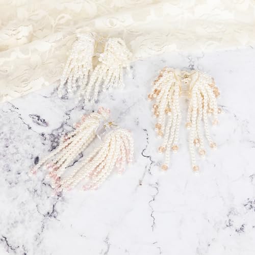 Agirlvct Pearl Tassel Hair Claw Clips Rhinestone Hair Pins 3 Pcs