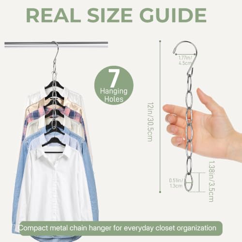 8-Pack Heavy Duty Metal Clothing Chain Hangers - Space Saving Closet Organizer