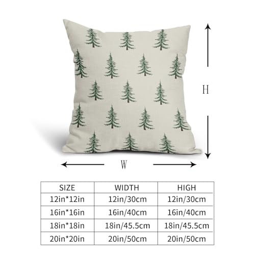 Christmas Pillow Covers 18x18 Set of 2 with Forest Green Tree Print