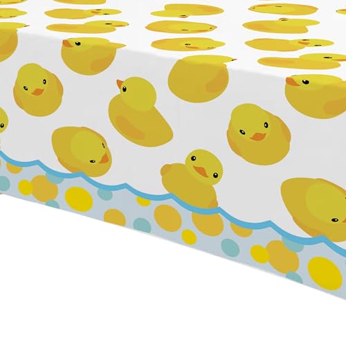 Rubber Duck Tablecloth Set - 3 Disposable Birthday Decorations