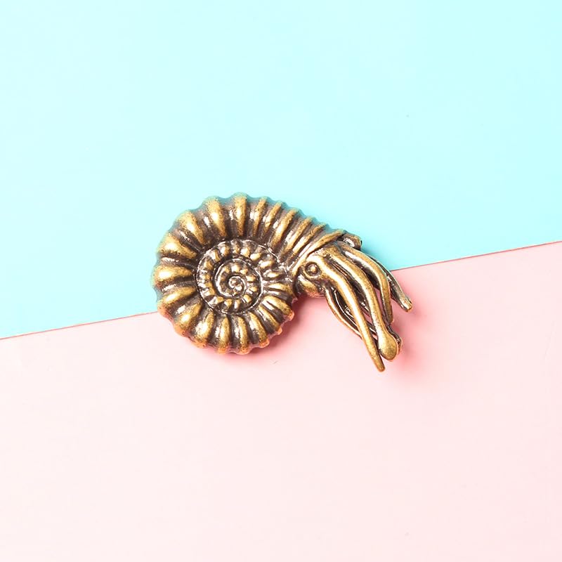3-Piece Antique Brass Crab & Nautilus Ornament Set for Home Decor