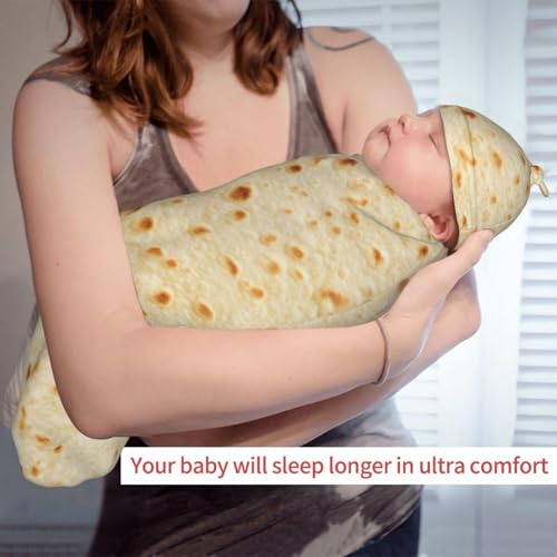Baby Burrito Swaddle Blanket with Hat - Cute Newborn Photo Prop