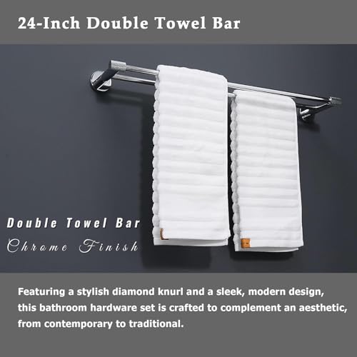 MACAJM 24-Inch Double Towel Bar - SUS304 Stainless Steel, Polished Chrome