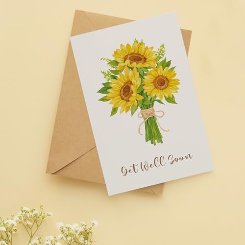 24 Pack Get Well Soon Cards with Envelopes, 4 Floral Designs, 4x6 Inch