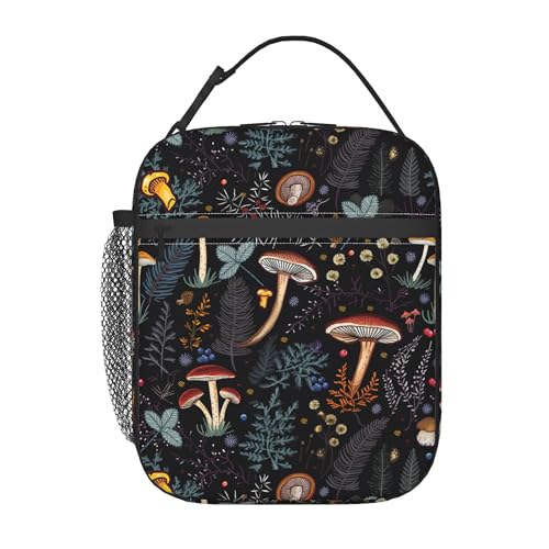 Insulated Women's Lunch Bag - Cute Mushroom Design, Leakproof Cooler