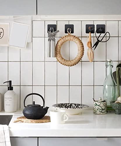 Heavy Duty Adhesive Towel Hooks - 6 Pack, Black Stainless Steel
