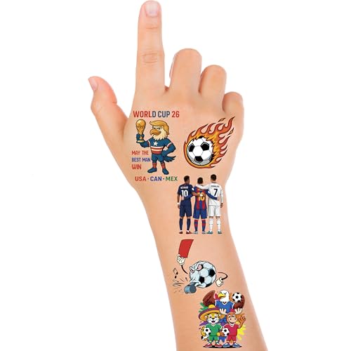 2026 World Cup Soccer Temporary Tattoos Party Favors for Kids & Adults