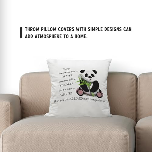 Braver Than You Believe Panda Throw Pillow Cover - 18x18 Inch Flannel Cushion for Home Decor