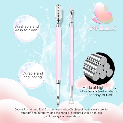 NXJ INFILILA 2Pcs Stainless Steel Cuticle Pusher and Cutter Tool Kit