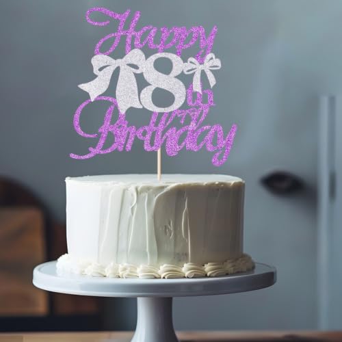 Bowknot Happy 8th Birthday Cake Topper - Girls' Party Decoration