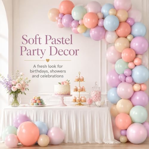 12 Inch Pastel Retro Balloons - Colorful Latex Party Balloon Decorations