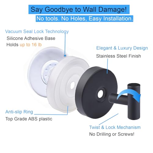 Regetek Suction Cup Shower Hooks - Waterproof and Removable Towel Hooks