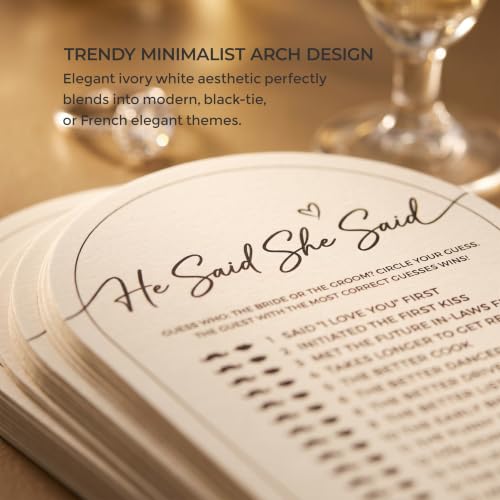 He Said She Said Bridal Shower Games - Arch Shape Cards (50 Pack)