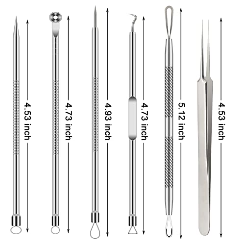 BLAAROOM 6-Piece Pimple Popper Tool Kit - Stainless Steel Blackhead Remover Set