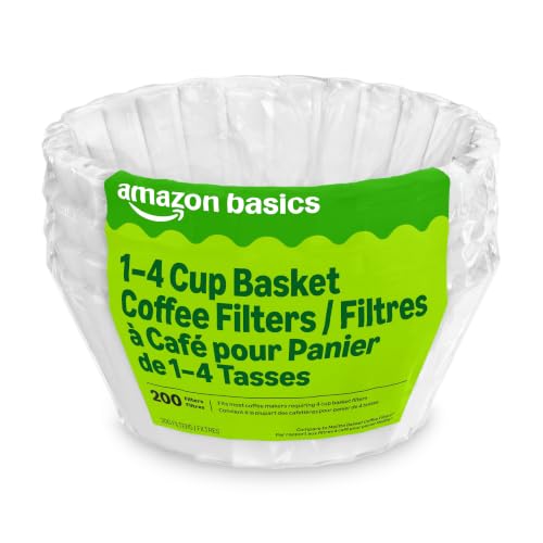 Amazon Basics 200 Count Basket Coffee Filters for 1-4 Cup Makers