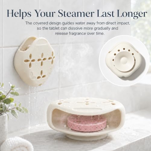 Ideal Swan Silicone Shower Steamer Holder - Beige Suction Cup Tray