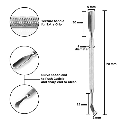 P2P Nails Cuticle Pusher and Trimmer - Stainless Steel Gel Polish Remover