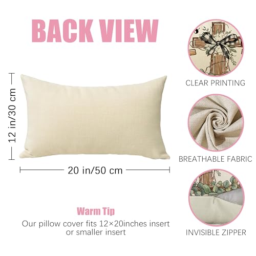 Fahrendom Easter Cross Pillow Cover 20x12 Inches Rectangular Decorative Throw Pillowcase