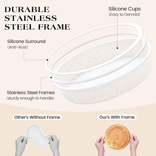 AOTASO 6 Inch Silicone Round Cake Pans, Nonstick Baking Mold Set of 3