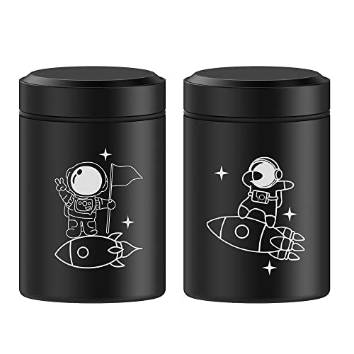 2 Pack Portable Storage Jars - Airtight Smell Proof Containers (Black & Black)