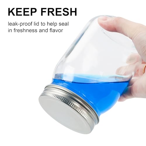 2 Pack 16 oz Clear Glass Mason Jars with Lids - HOXHA
