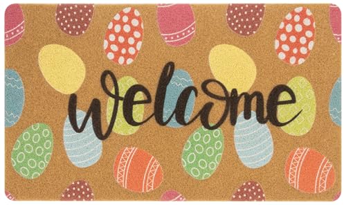 Easter Welcome Doormat - Colorful Easter Eggs 17x29 Inch