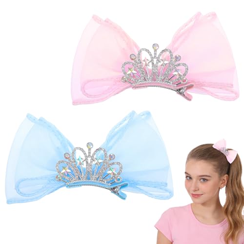 Ymapinc Butterfly Bow Tulle Crown Hair Clips 2Pcs Metal Snap Pins