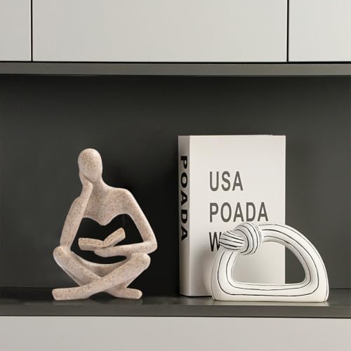 Reading Thinker Statue for Book Lovers - Literary Decor Figurine for Shelves & Desk