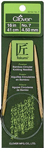 Clover Takumi 16-Inch Bamboo Circular Knitting Needles, Size 7