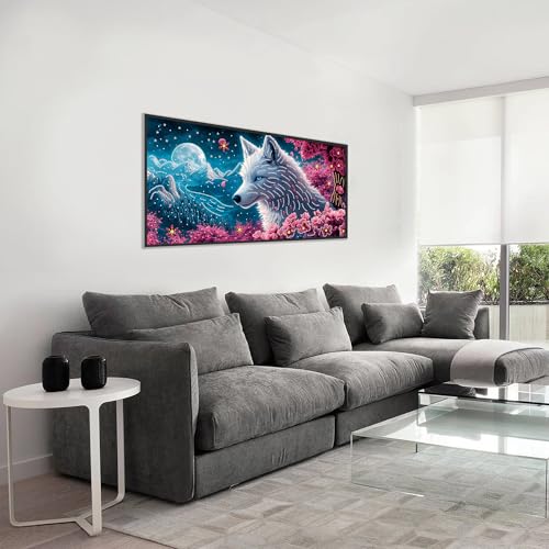5D Wolf Diamond Art Kit for Adults – DIY Crystal Painting 12x24