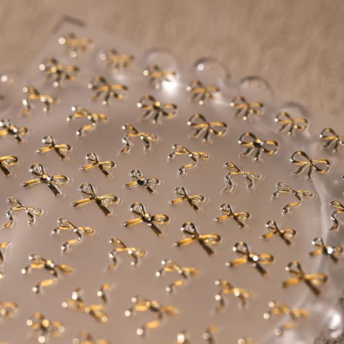 KETINIQUE Gold Bow Nail Stickers & 3D Art Decals for Gel Manicure
