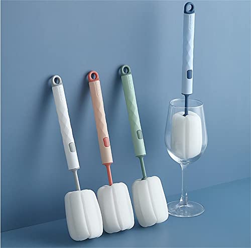 2pcs Detachable Sponge Cleaning Brush Set for Glassware - Green & Pink