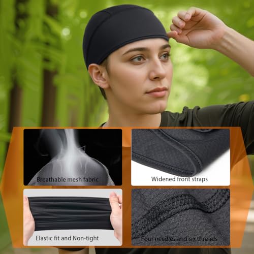 2 Pieces Skull Cap for Men Women Helmet Liner Cooling Hat Beanie Breathable Running Cycling Hat