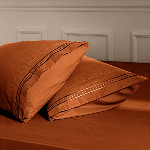 Aormenzy Standard Pillowcases - 2-Piece Microfiber Set, Rust