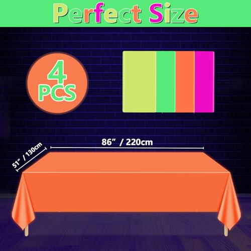 Fluorescent Neon Table Cloths - 4 Pack 51x86