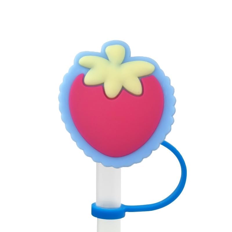 Cute Red Cherry Silicone Straw Cap - 8mm Dust-Proof Lid for Reusable Straws