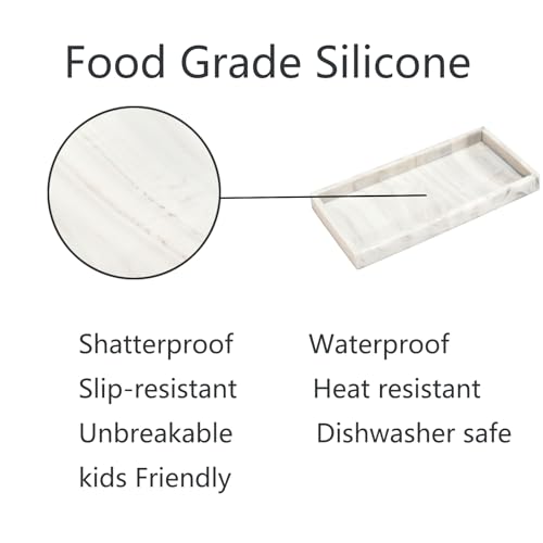 DNC Marble-like Silicone Bathroom Vanity Tray, 7.9" x 3.9"
