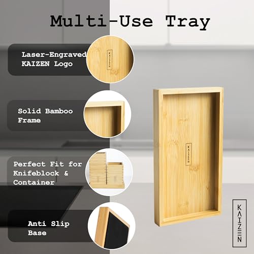 Kaizen Bamboo Utensil Drawer Organizer - Premium Kitchen Storage Tray