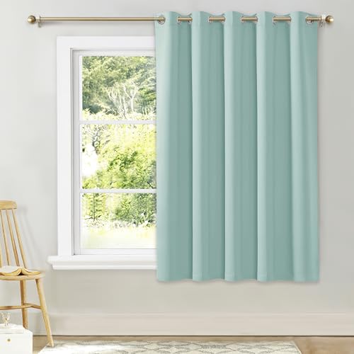 NICETOWN Blackout Curtain Panel, Aqua Blue, 70 x 63 Inch Thermal Drape