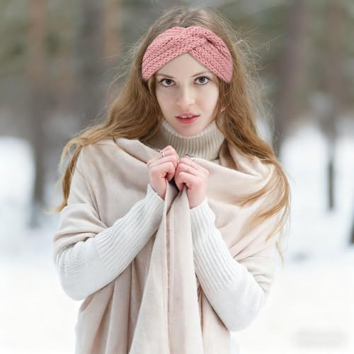TIOSRU 4-Pack Knit Ear Warmer Headbands for Women Winter Cold Weather