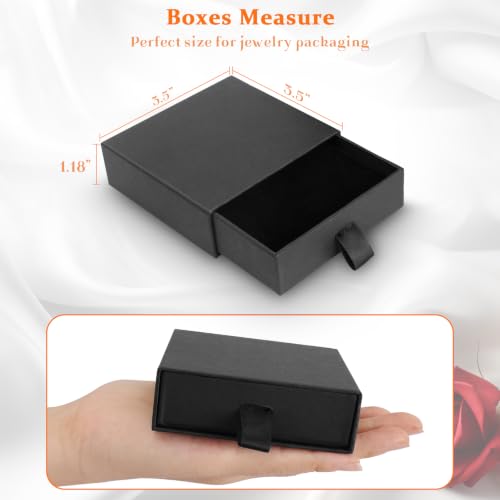 Mirgrmle Drawer Jewelry Gift Box Set - Black 5 Pack 3.5x3.5x1.18 inch Small Storage Boxes for Necklaces Earrings Rings Bracelets (Variation: Drawer Box-Black-5PACK 1)