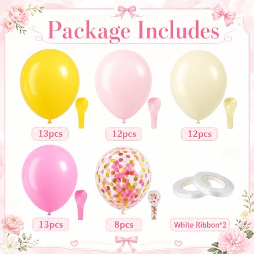 FEYG 60-Piece Pink and Yellow Latex Balloon Set - 12 Inch Party Decor