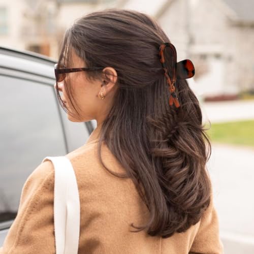 Bow Hair Claw Clips 4-Piece Large Resin Hair Barrettes Strong Hold