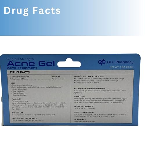 Drs. Pharmacy Acne Clear Gel with 0.5% Salicylic Acid, 1 oz