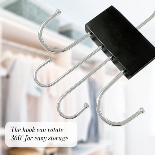 Belt and Tie Hanger Organizer with 360° Rotating Hooks - Black