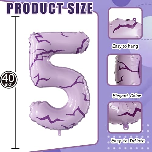 K-pop Number 5 Balloon for Girls Birthday Party - Purple & Pink - JUANBUDONG