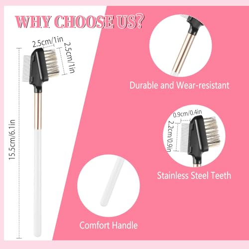 Sliverdew 2-in-1 Metal Eyelash Comb and Eyebrow Brush with Stainless Steel Teeth and Wood Handle