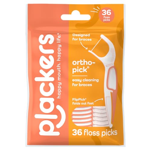 Plackers OrthoPick Dental Floss Picks for Braces, 36 Count